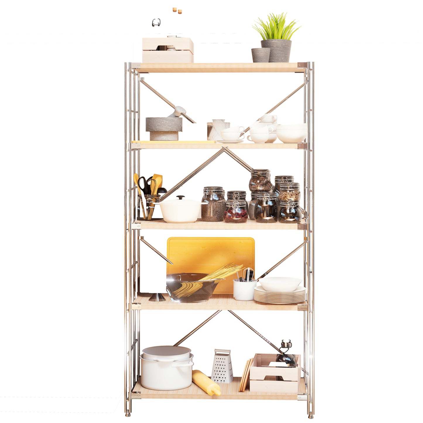 STEELFURNY Adjustable Metal Frame Home Storage Rack 5-Layer Multi-Level Shelf for Garage Shelving Stacking Racks