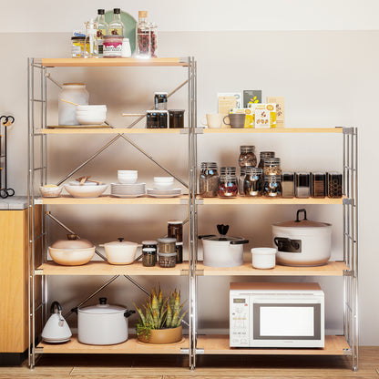 STEELFURNY Adjustable Metal Frame Home Storage Rack 5-Layer Multi-Level Shelf for Garage Shelving Stacking Racks