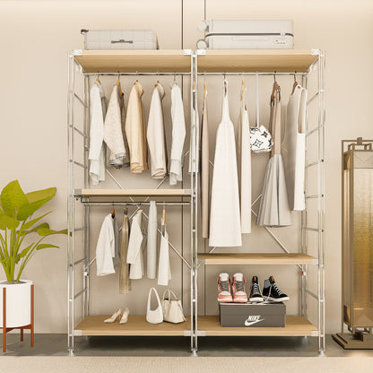 STEELFURNY Modern Portable Wooden Closet Wardrobe Furniture for Bedroom Living Room and Bathroom Display Rack Design