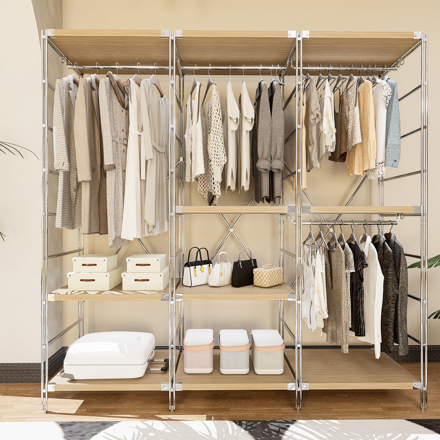 STEELFURNY Adjustable Metal Frame Home Storage Rack 5-Layer Multi-Level Shelf for Garage Shelving Stacking Racks