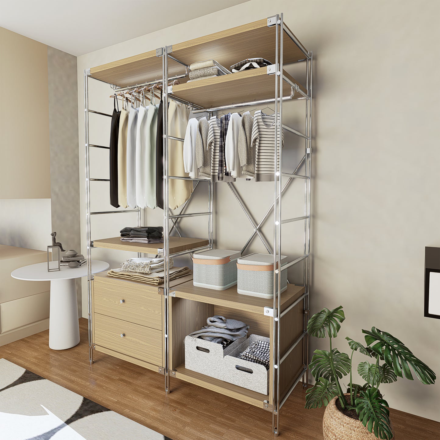 STEELFURNY Adjustable Metal Frame Home Storage Rack 5-Layer Multi-Level Shelf for Garage Shelving Stacking Racks