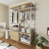 AOAORGG Free Standing 3-Layer Knock down Steel Multi-Level Clothes Rack Stacking Storage Wardrobe Shelf