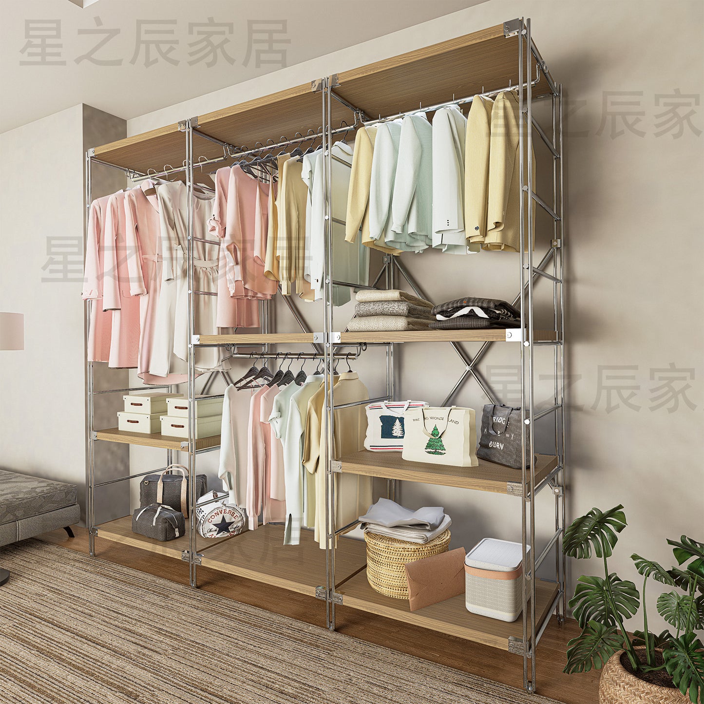 STEELFURNY Adjustable Metal Frame Home Storage Rack 5-Layer Multi-Level Shelf for Garage Shelving Stacking Racks