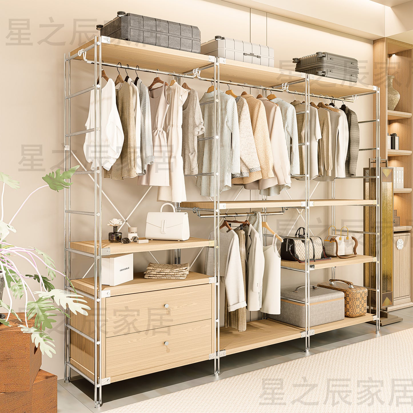 STEELFURNY Storage 5-Layer Cold Rolled Steel Selective Pallet Rack Display Rack Shelves Multi-Level Iron for Bedroom Home Use
