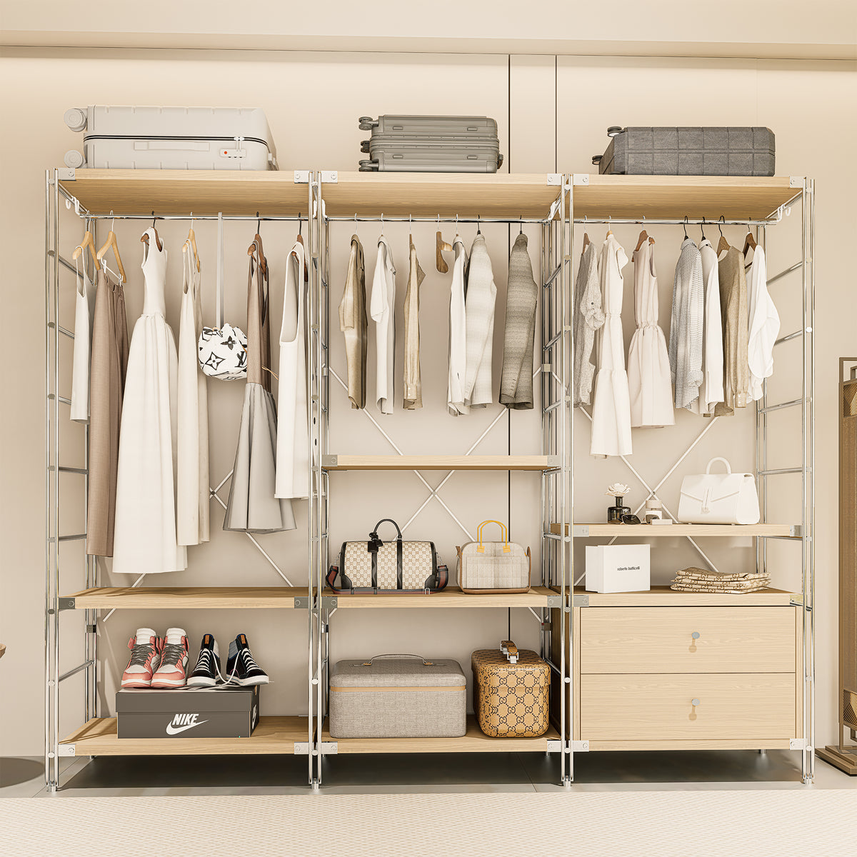 JOJUOU Logic Storage 5-Layer Cold Rolled Steel Selective Pallet Rack Display Rack Shelves Multi-Level Iron for Bedroom Home Use