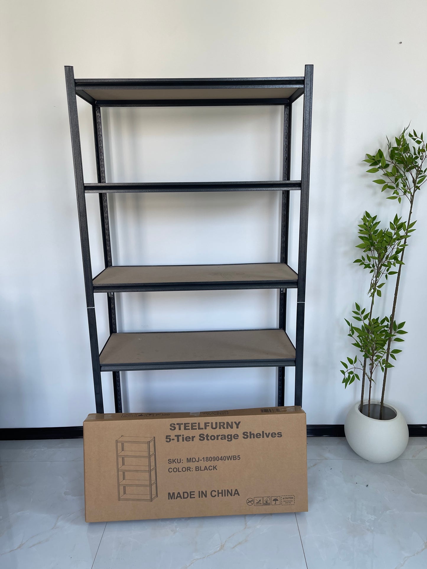 STEELFURNY Heavy Duty Garage Shelving, 5-Tier Adjustable Metal Storage Shelves, Utility Steel Storage Rack
