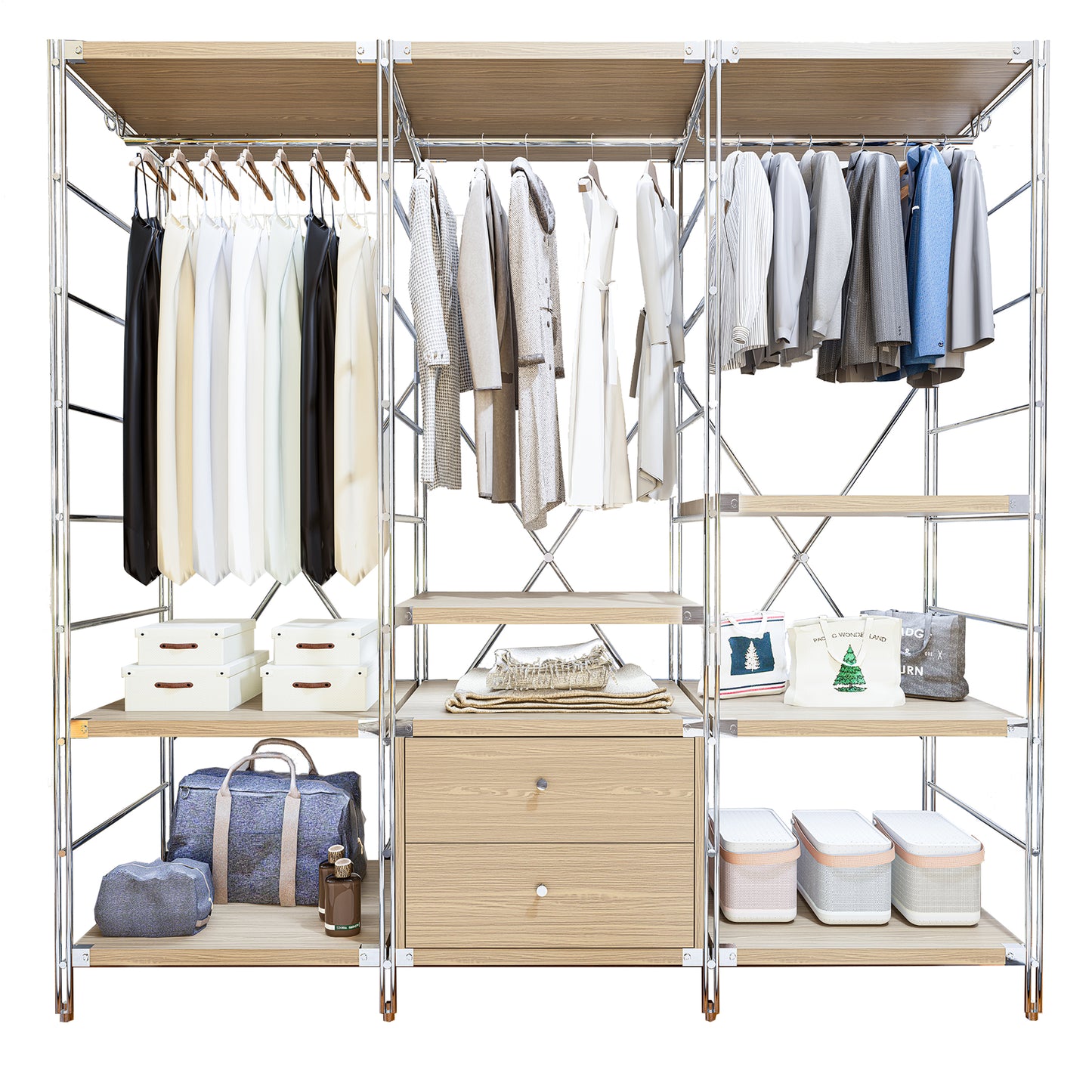 STEELFURNY Adjustable Metal Frame Home Storage Rack 5-Layer Multi-Level Shelf for Garage Shelving Stacking Racks